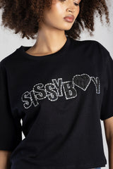 Sissyboy Womens Boxy Oversized T-Shirt In Black