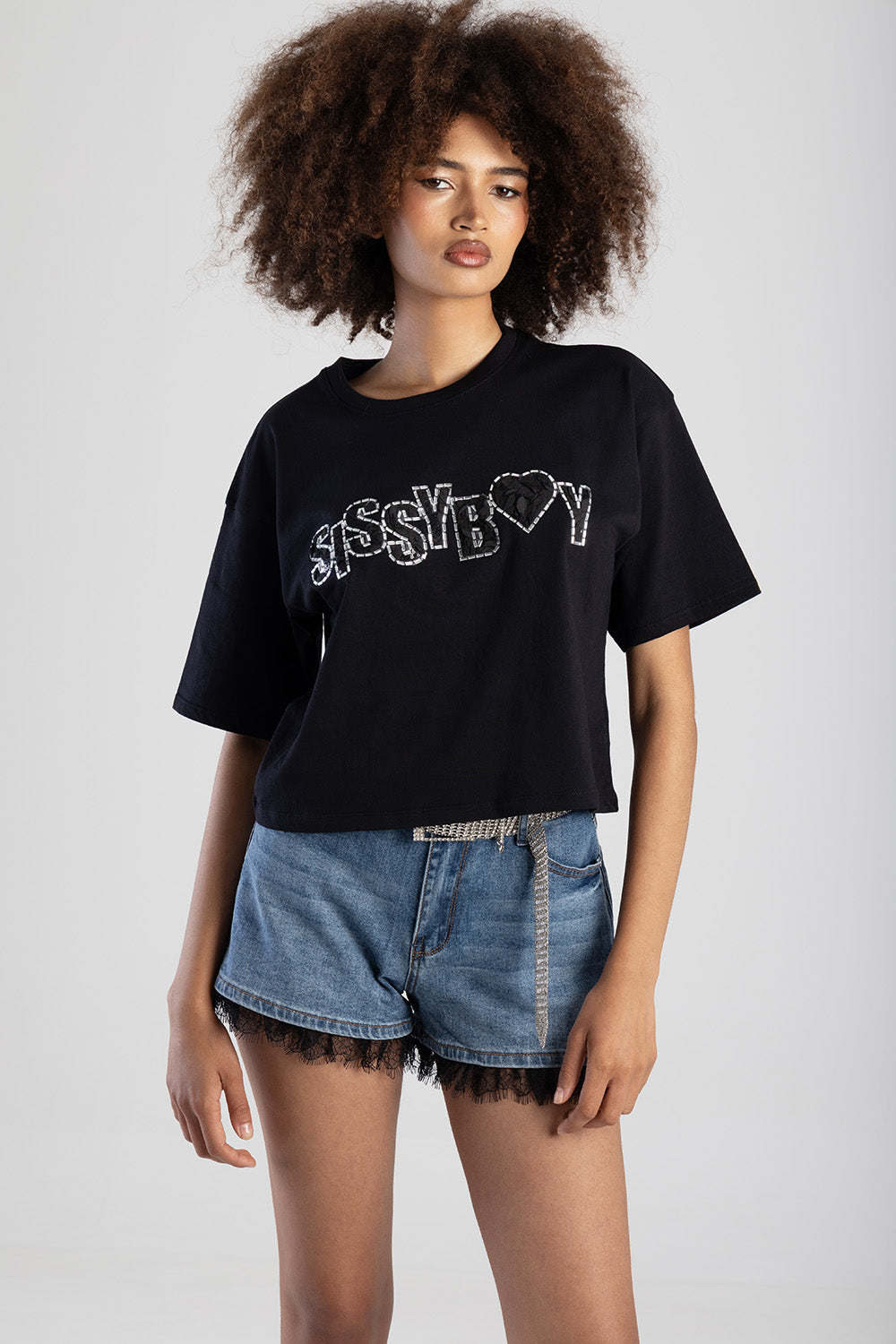 Sissyboy Womens Boxy Oversized T-Shirt In Black