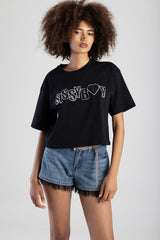 Sissyboy Womens Boxy Oversized T-Shirt In Black
