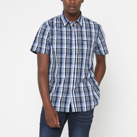 Jeep Navy/Emerald Casual Checks Shirt