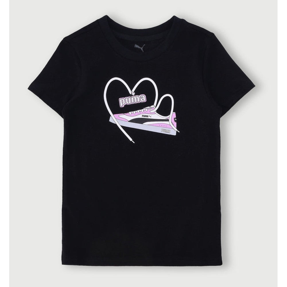 Puma Girls Graphic Slim Sneaker T-Shirt In Black