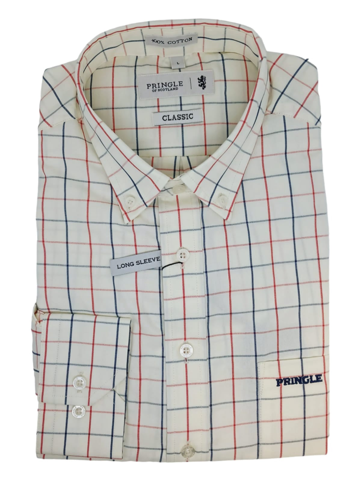 Pringle Mens Andries Long Sleeve Check Classic Shirt  In Cream