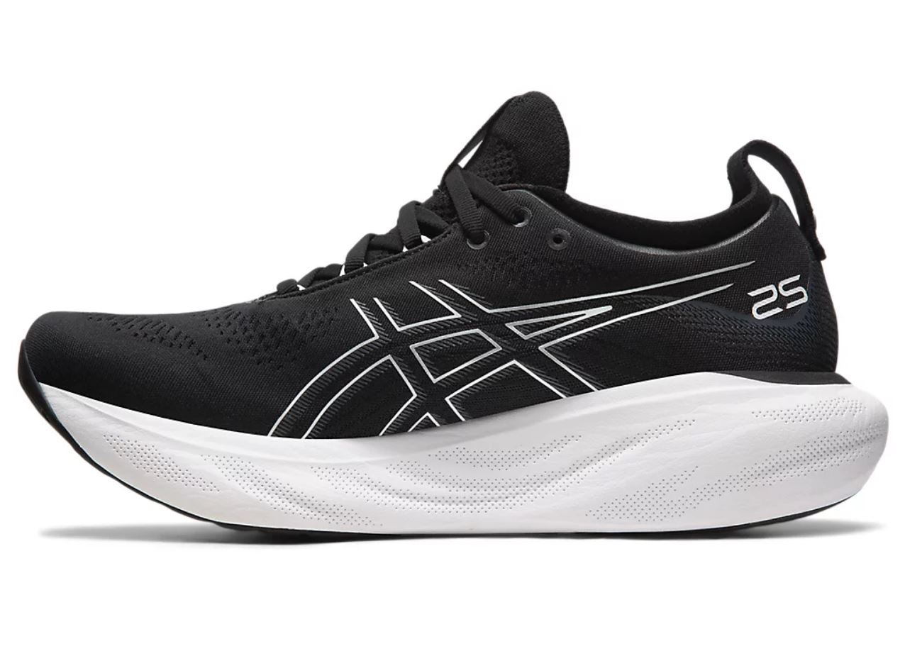 Asics Mens Gel-Nimbus 25 Shoes In Black/Pure Silver