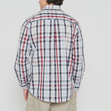 Jeep Mens Long Sleeve Yarn Dyed Check Shirt In Burgandy