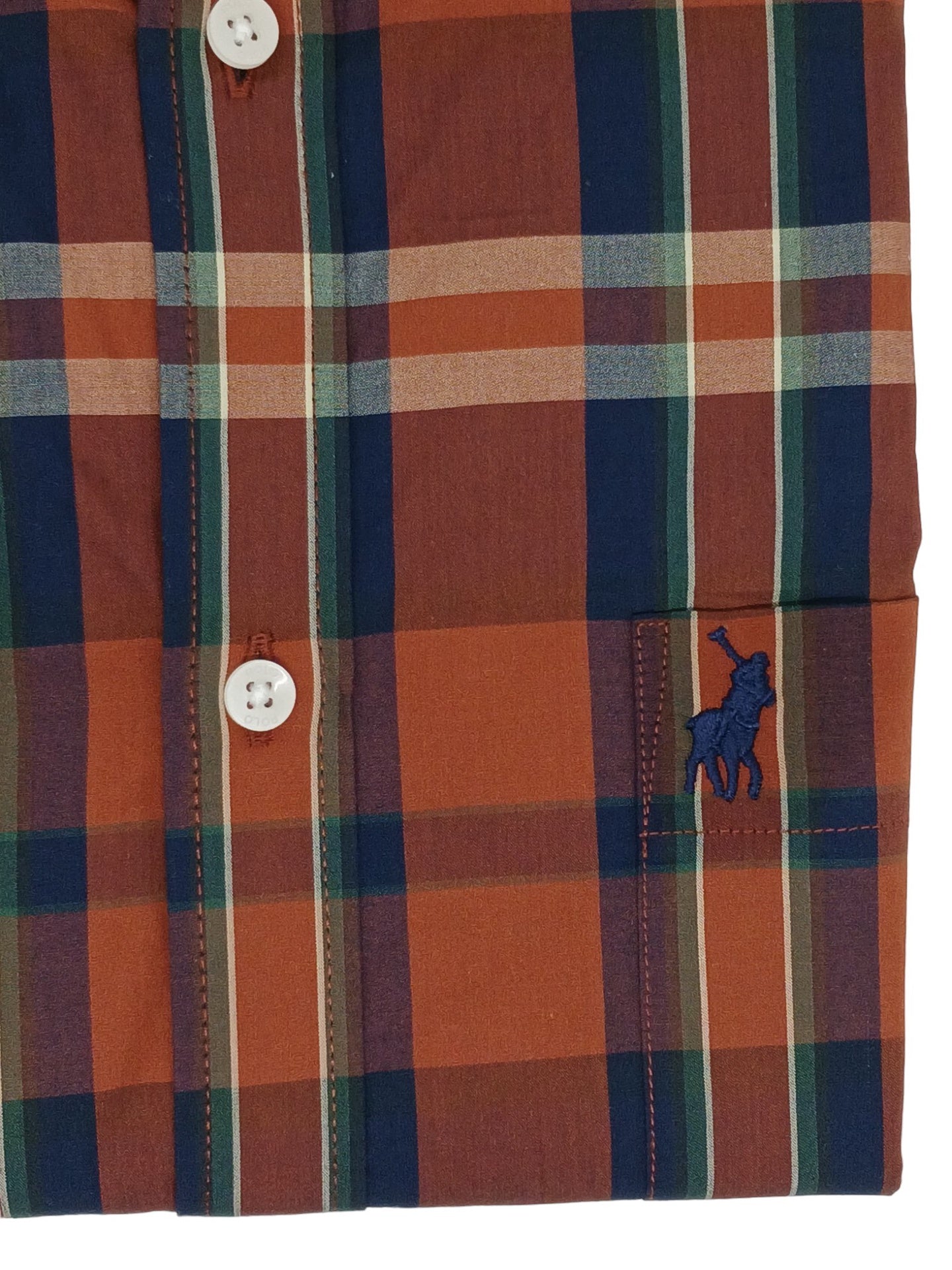 Polo Mens Long Sleeve  Bold Check Shirt In Orange