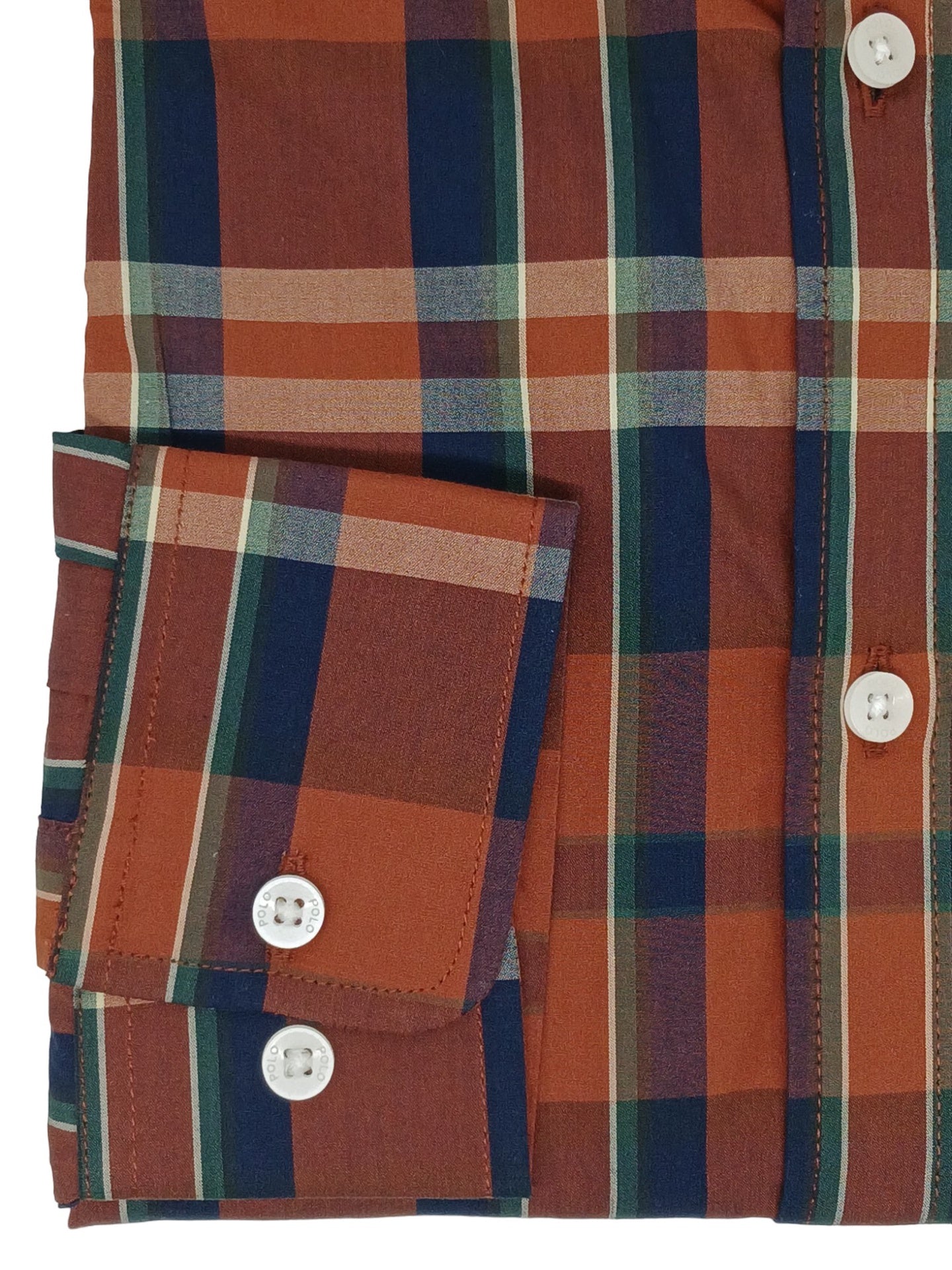 Polo Mens Long Sleeve  Bold Check Shirt In Orange
