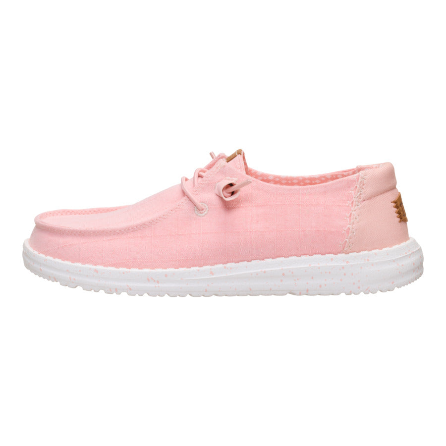 Hey Dude Womens Wendy Chambray Grid Shoes In Pale Pink