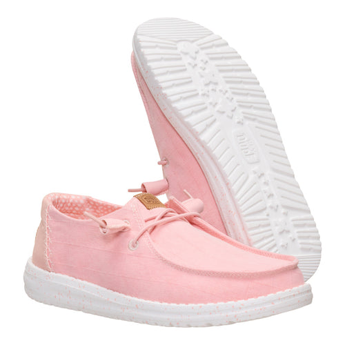 Hey Dude Womens Wendy Chambray Grid Shoes In Pale Pink
