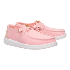Hey Dude Womens Wendy Chambray Grid Shoes In Pale Pink