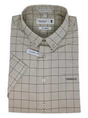 Pringle Mens Oscar Short Sleeve Classic Oxford Shirt In Stone
