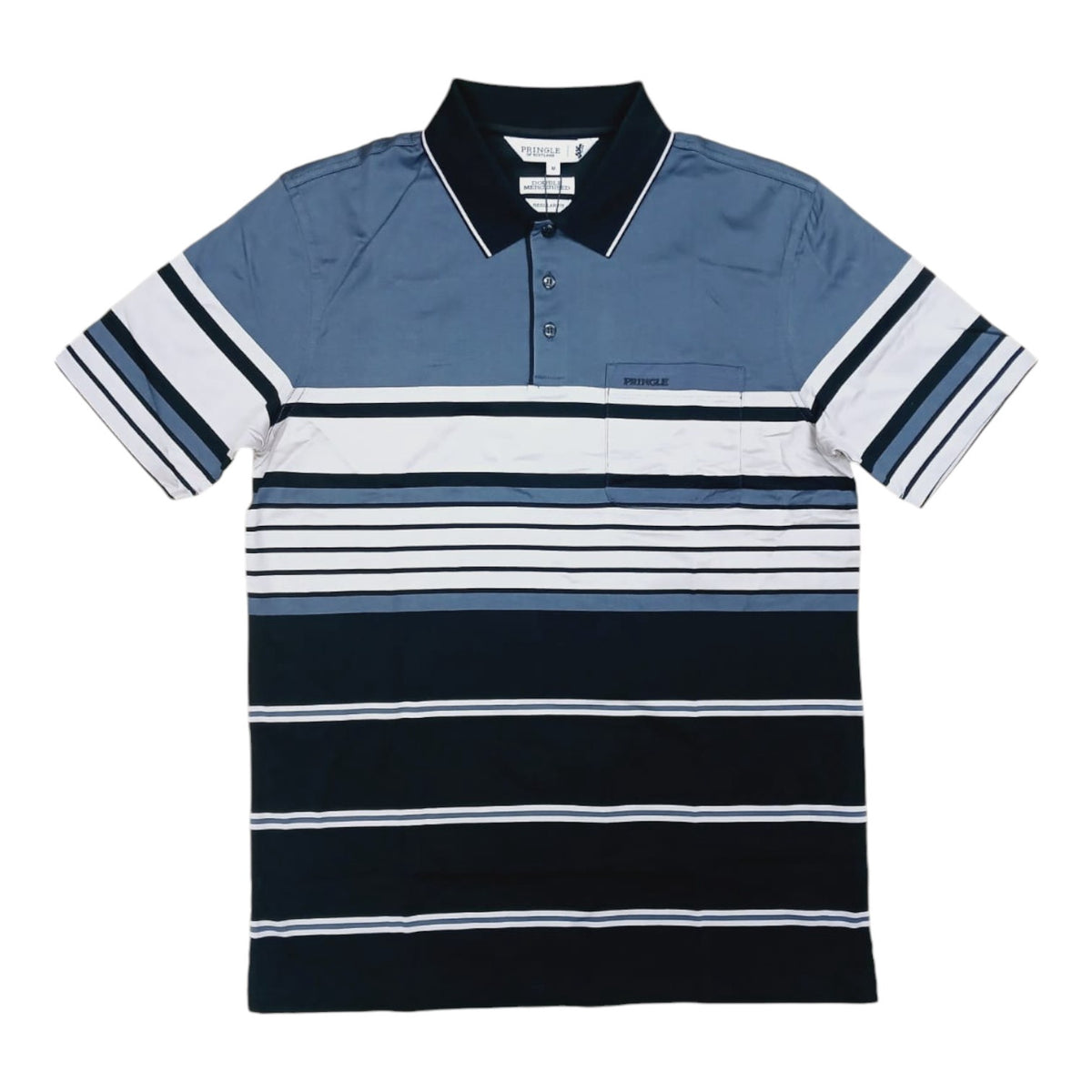 Pringle Mens Eben Mercerized Golfer In Blue Multi