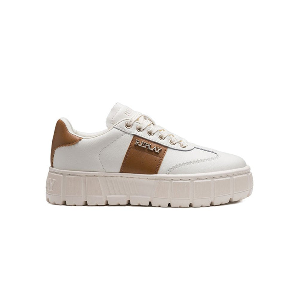 Replay Womens Paulette Twin Shoes In Off White & Tan