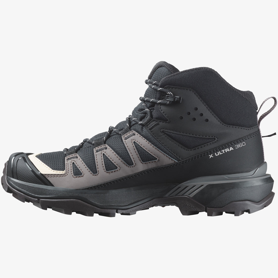 Salomon Womens X Ultra 360 Mid Gtx Shoes In Black/Plum Kitten/Shale