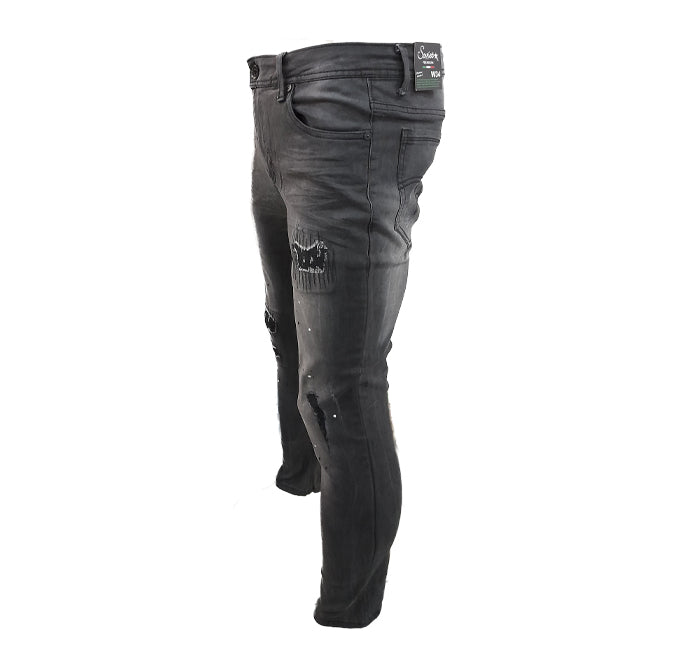 Soviet Mens Pedr Fashion Skinny Jeans In Black Wash