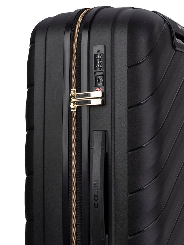 Cellini Pulse Trolley Case In Black and Gold