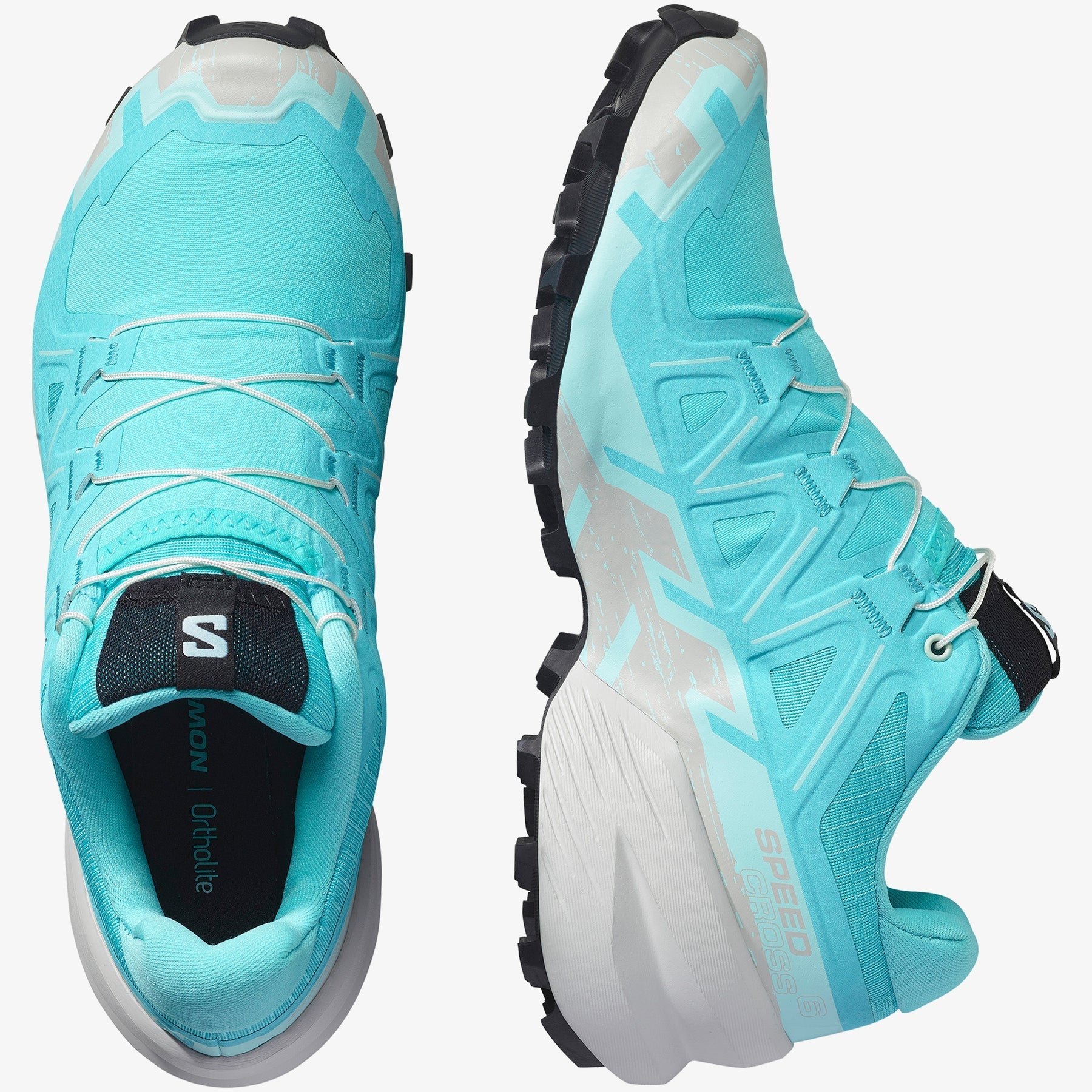 Salomon Womens Speedcross 6 Shoes In Blue Curacao/Lunar Rock/Iced Aqua