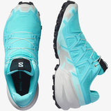 Salomon Womens Speedcross 6 Shoes In Blue Curacao/Lunar Rock/Iced Aqua