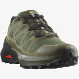 Salomon Mens Speedcross Peak Shoes In Olive Night/Deep Lichen Green/Black