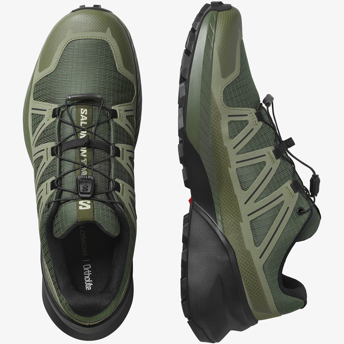 Salomon Mens Speedcross Peak Shoes In Olive Night/Deep Lichen Green/Black