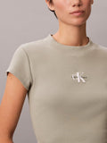 Calvin Klein Womens Monologo Baby Logo T-Shirt In Khaki