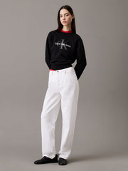 Calvin Klein Womens Monologo Frech Terry Sweartshirt In Black