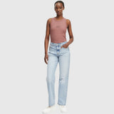 Calvin Klein Baby Rib Crew Tank Top In Brown