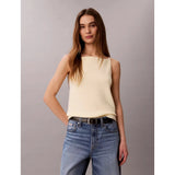 Calvin Klein Slim Woven Cable Tank Top In Off White