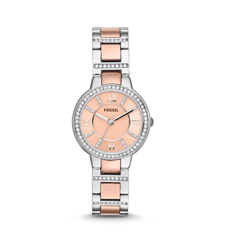 Fossil Virginia Silver And Rose Gold Watch