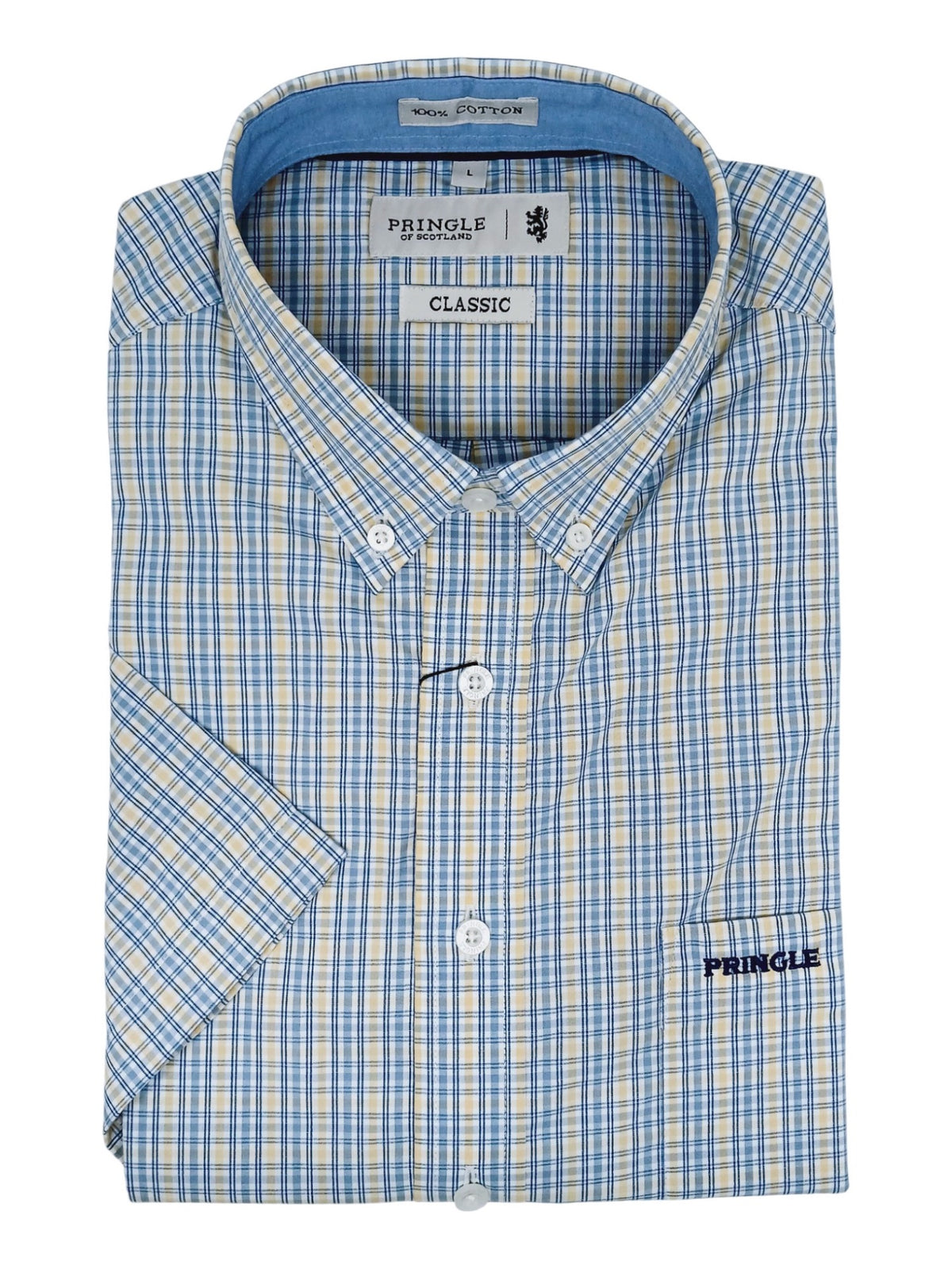 Pringle Mens Silva Short Sleeve Classic Shirt In Blue