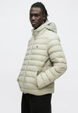Calvin Klein Mens Long Sleeve Nylon Hooded Puffer Jacket In Fog