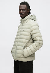 Calvin Klein Mens Long Sleeve Nylon Hooded Puffer Jacket In Fog