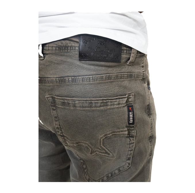 Soviet Mens Trooper Slim Leg Jeans in Earth