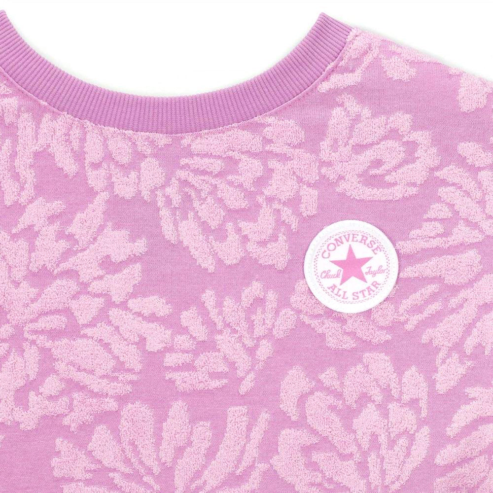 Converse Girls Floral Jacquard Dolman T-Shirt In Grape
