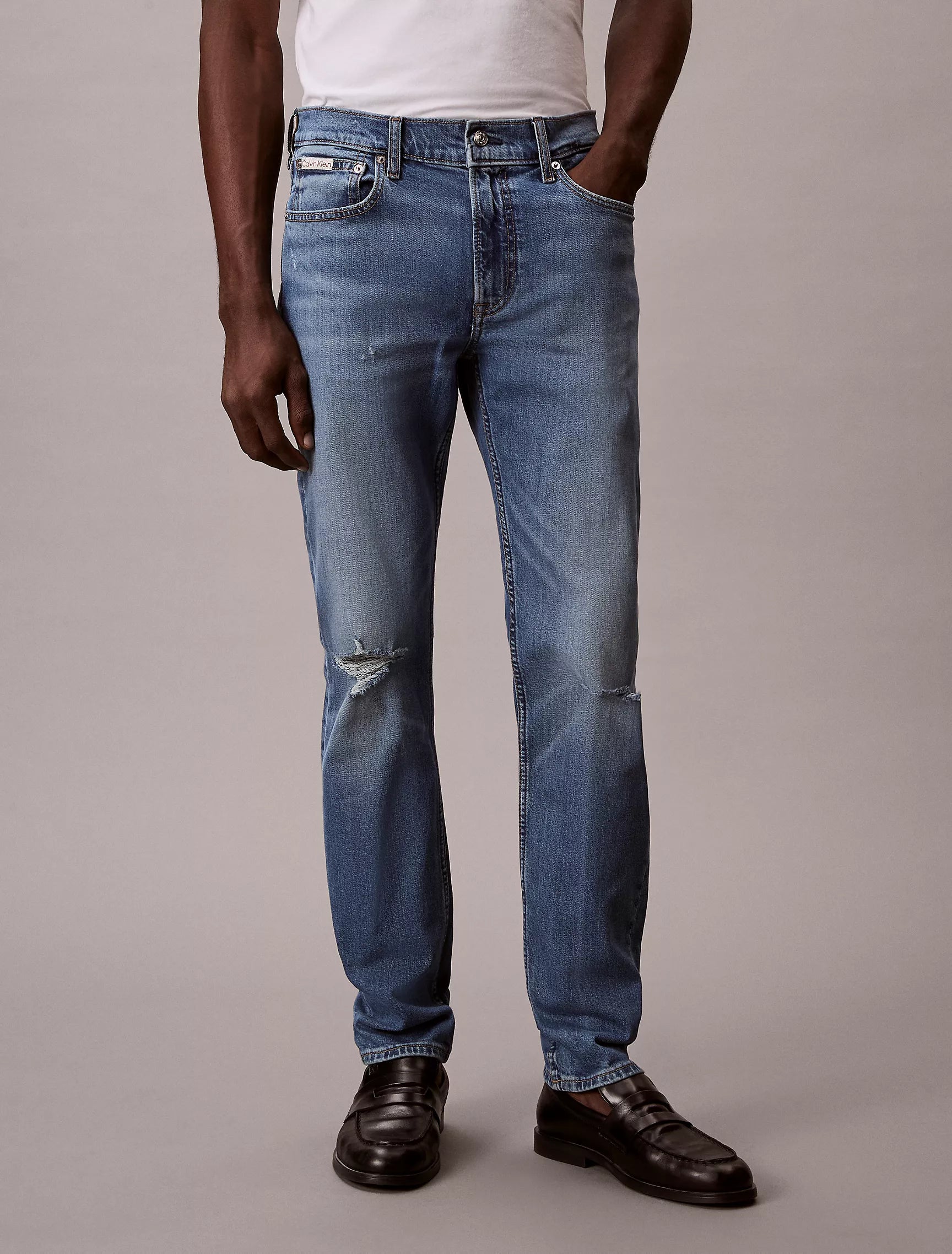 Calvin Klein Mens Slim Taper Medium Shower Jeans In Denim Blue