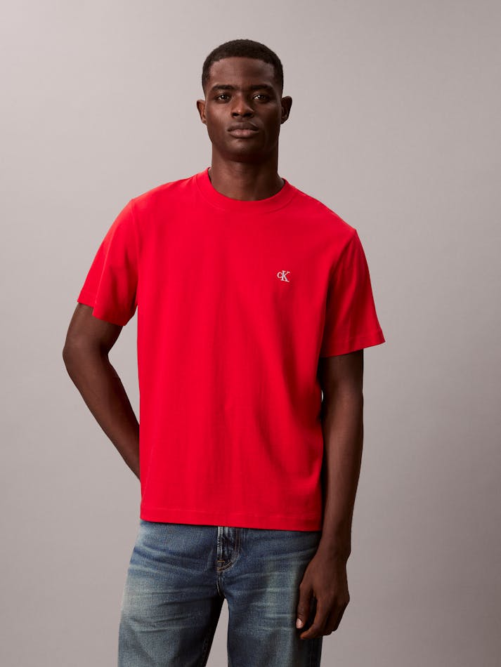 Calvin Klein Mens Easy Monogram T-Shirt In Red