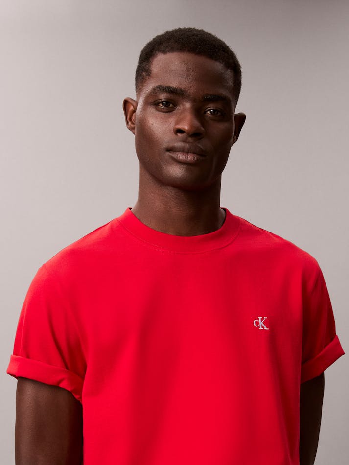 Calvin Klein Mens Easy Monogram T-Shirt In Red