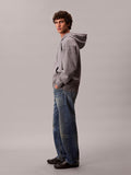 Calvin Klein Mens Premium Terry Monogram Hoodie In Grey