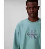 Calvin Klein Mens Premium Terry Monologo Sweatshirt In Teal