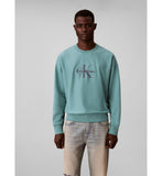 Calvin Klein Mens Premium Terry Monologo Sweatshirt In Teal