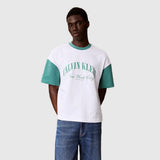 Calvin Klein Mens Premium Jersey Ringer T-Shirt In White Multi