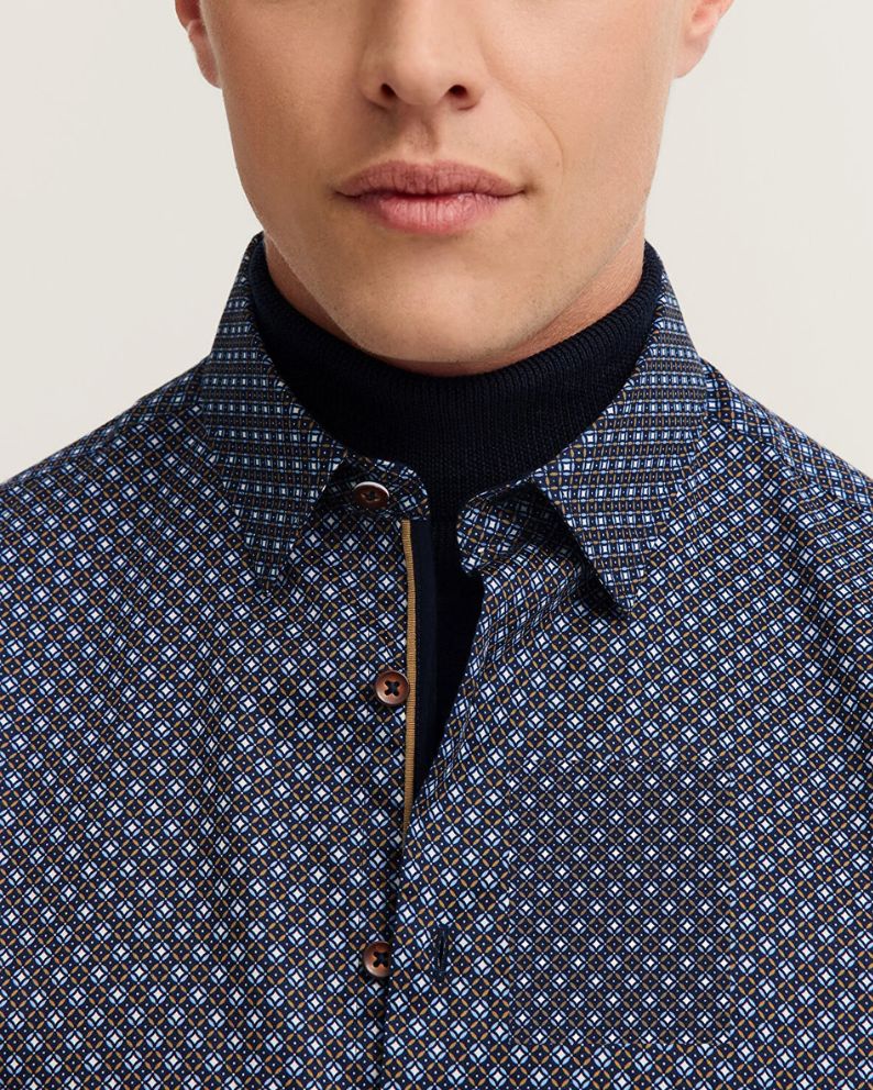 Bugatti Mens Casual Long Sleeve Shirt In Navy