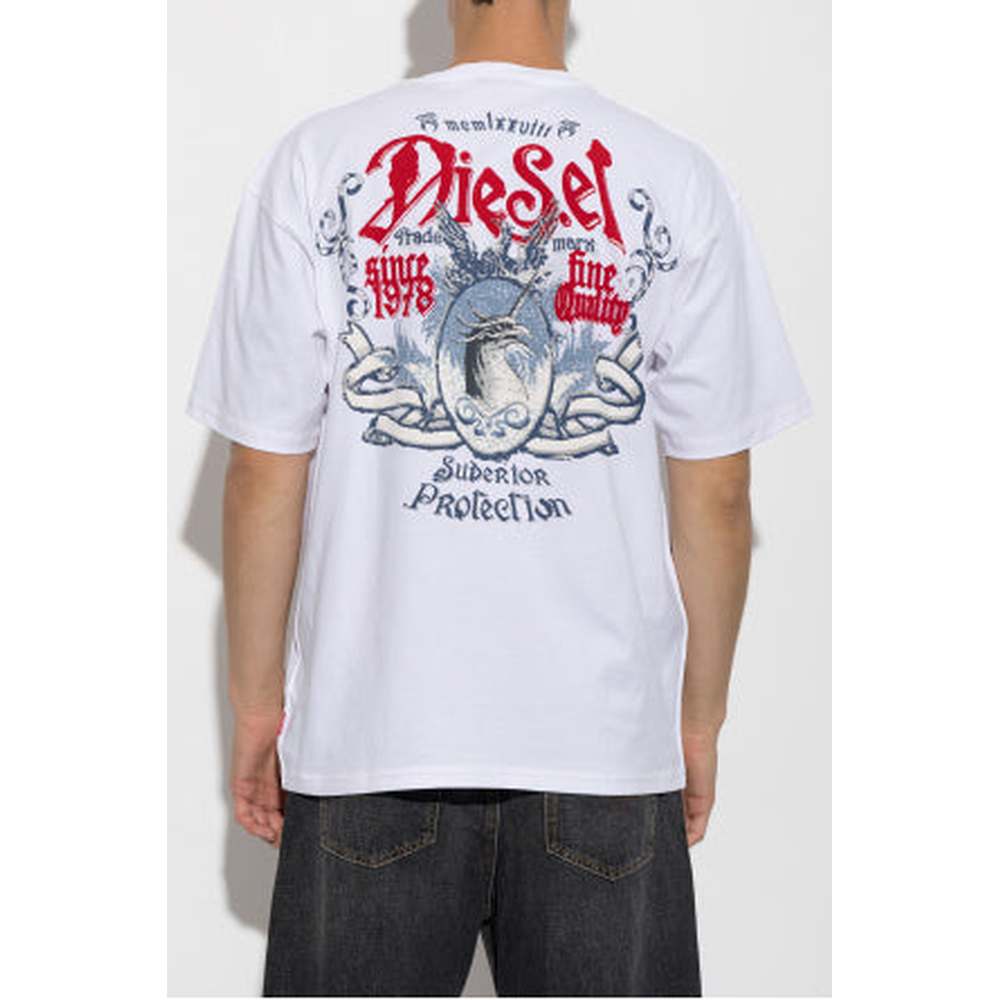 Diesel Mens T-Box Relaxed T-Shirt In White/Red
