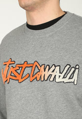 Just Cavalli Mens Patch Crew Neck Sweatshirt In Grey