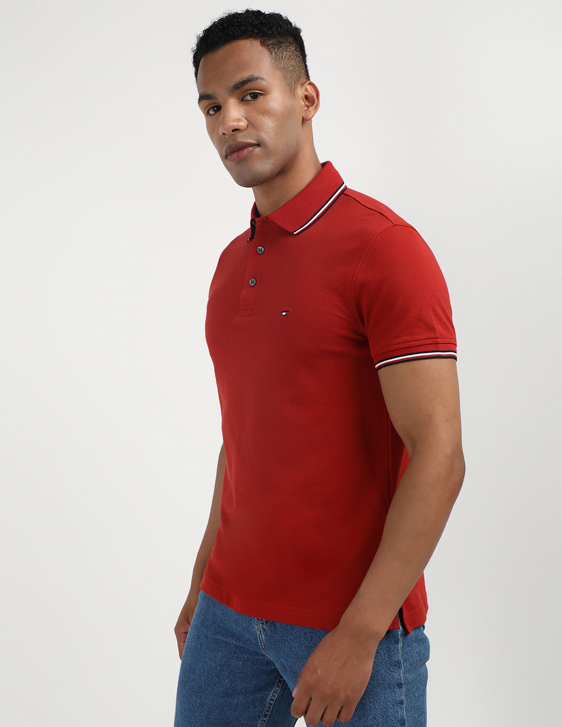 Tommy Hilfiger Mw307506 Msw 1985 Rwb Tipped Slim Polo Magma