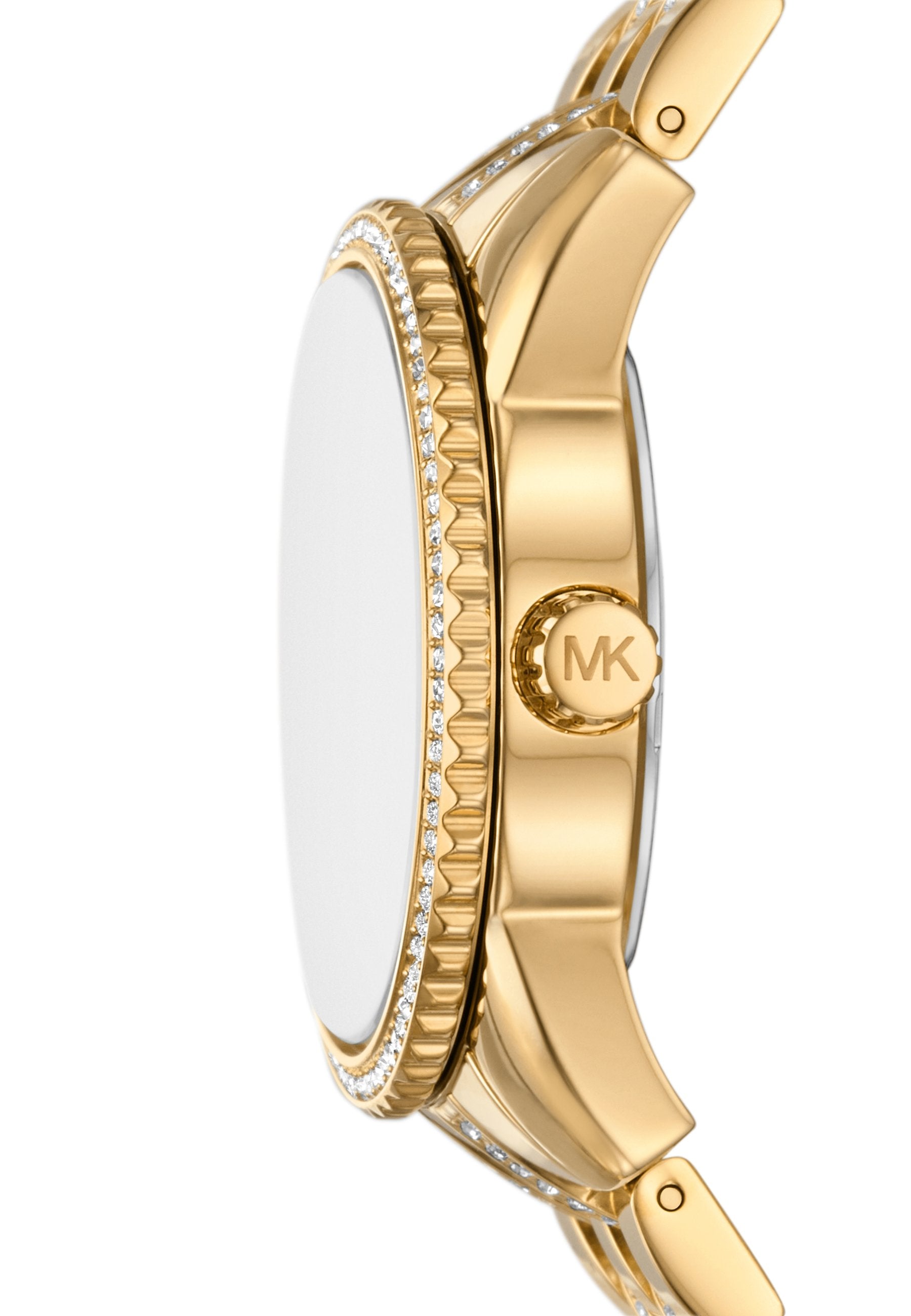 Micheal Kors Womens Byrant Stainless Steel Cubic Zirconia Watch In Gold
