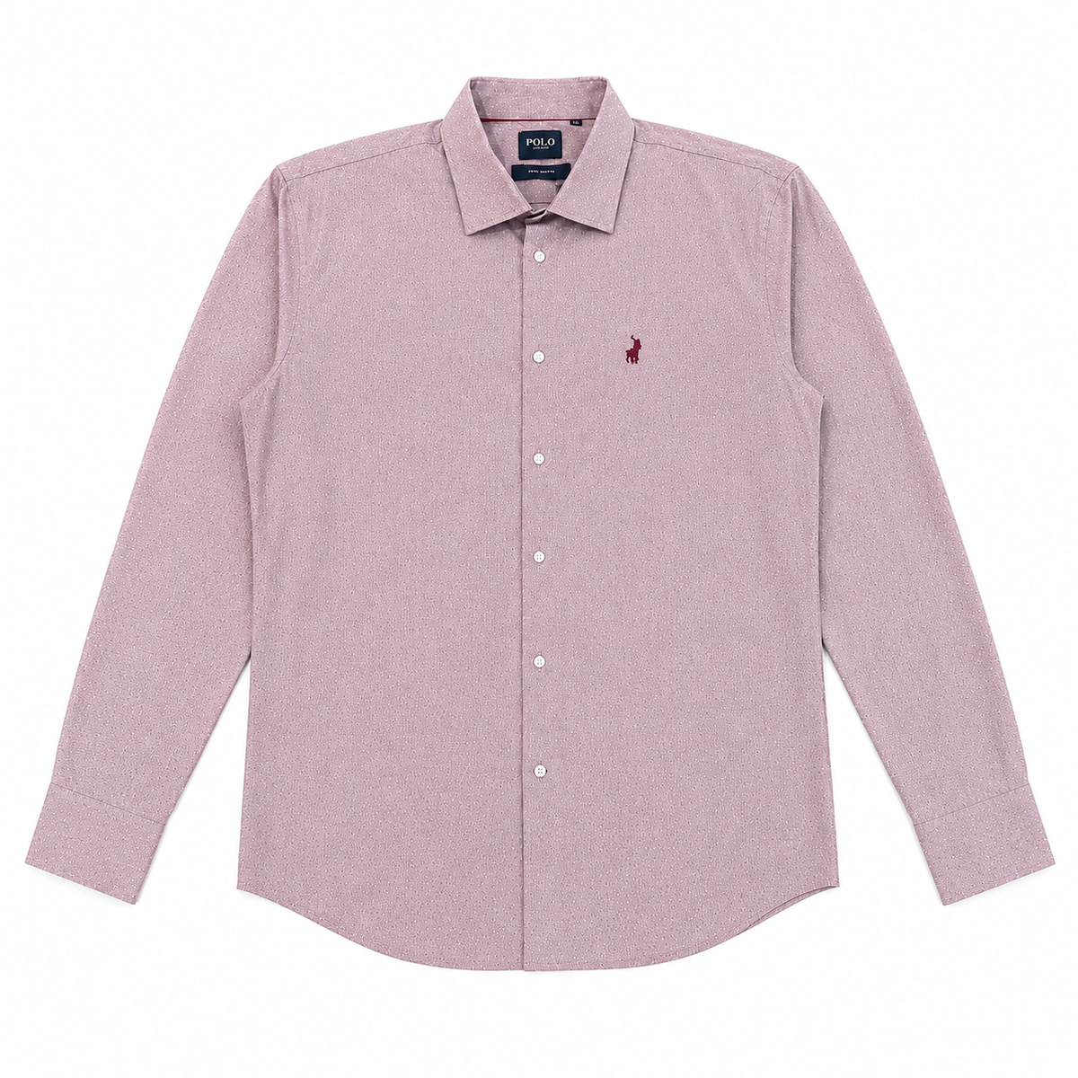 Polo Mens Dobby Premium Long Sleeve Shirt In Red