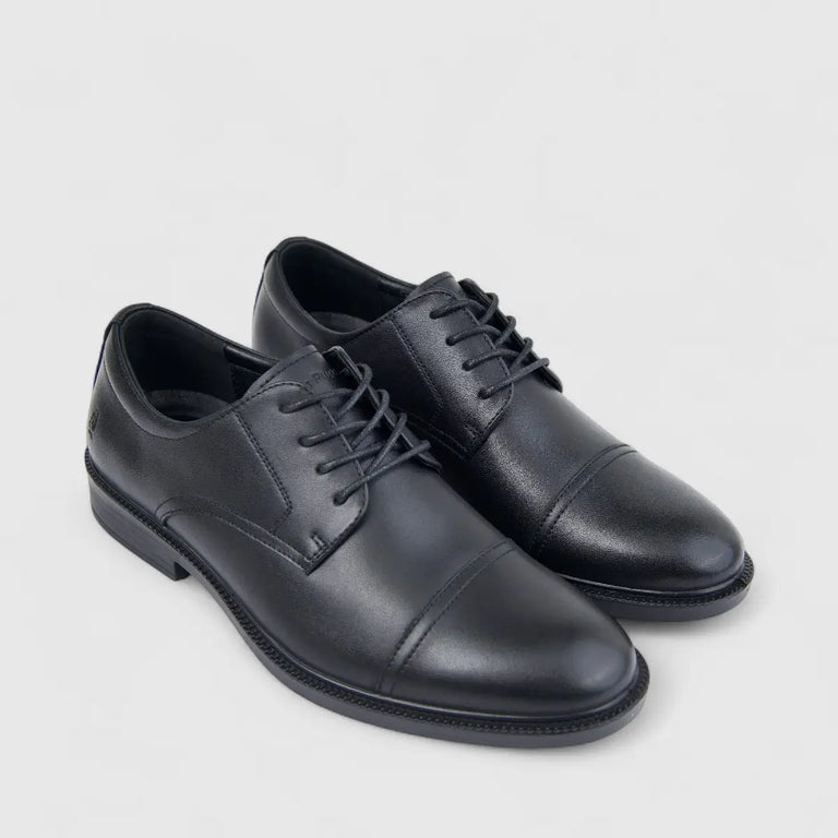 Hush Puppies Mens Reggie Leather Shoes Black