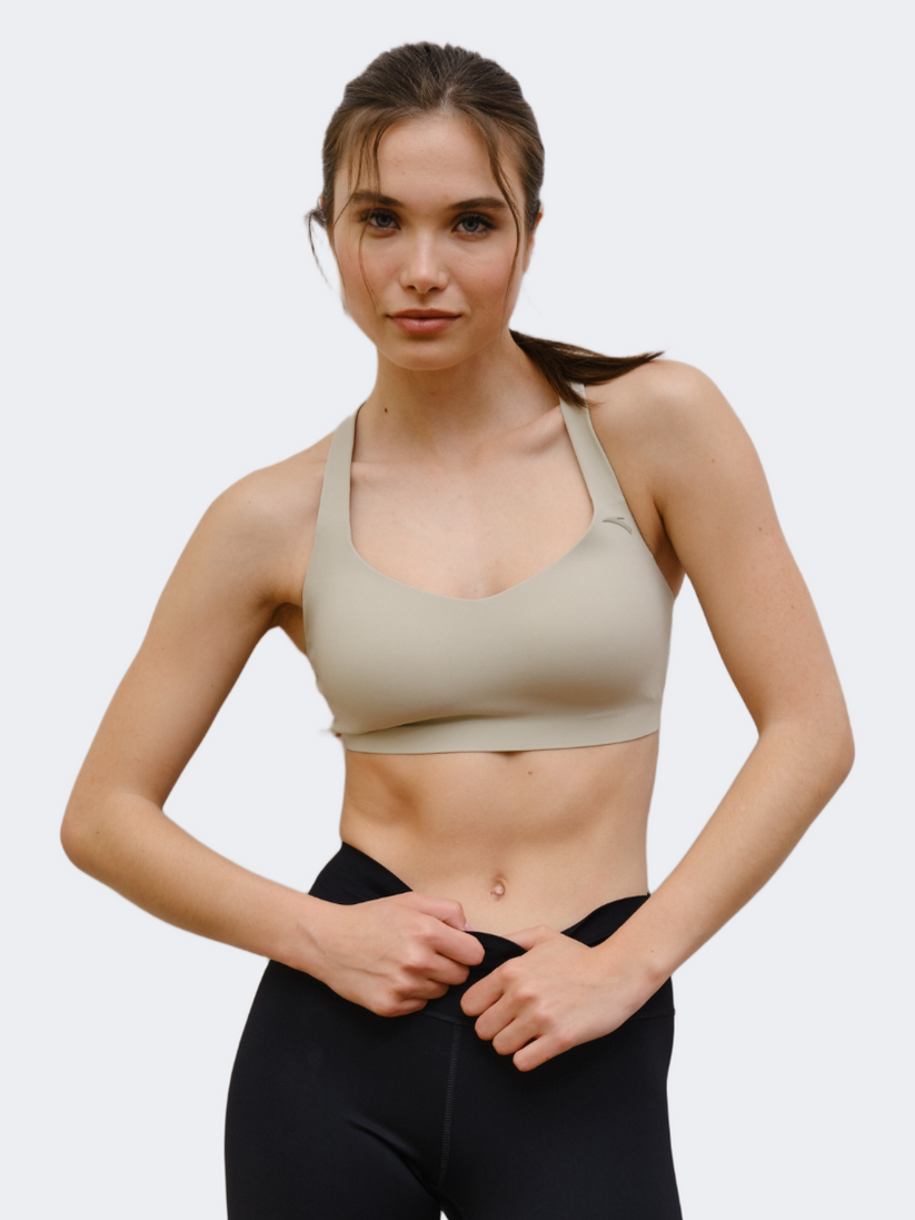 Anta Womens Pro Sports Bra In Beige