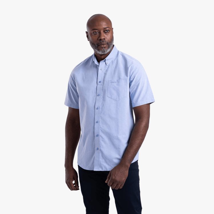 Pringle Mens Phillip Short Sleeve Oxford Classic Shirt In Light Blue