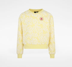 Converse Girls Floral Jacquard Crewneck Sweatshirt In Yellow